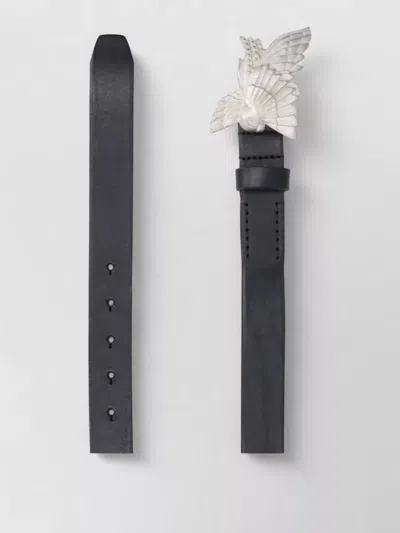 Our Legacy Adjustable Length Leather Belts Smooth Finish In Black