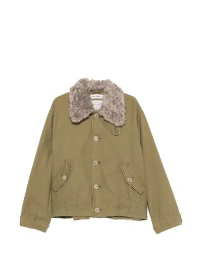 Our Legacy Aerial Wool And Linen-blend Trimmed Cotton-canvas Jacket In Gold