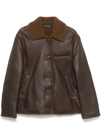 Our Legacy Brown Alaska Leather Jacket In Rustic Grain Brown