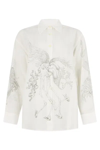 Our Legacy Allegorical Pointillism Print Shirt In White