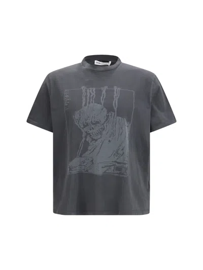 Our Legacy Men S Box T-shirt Angry Fan Mail Print In Gray