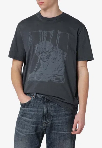 Our Legacy Men S Box T-shirt Angry Fan Mail Print In Gray