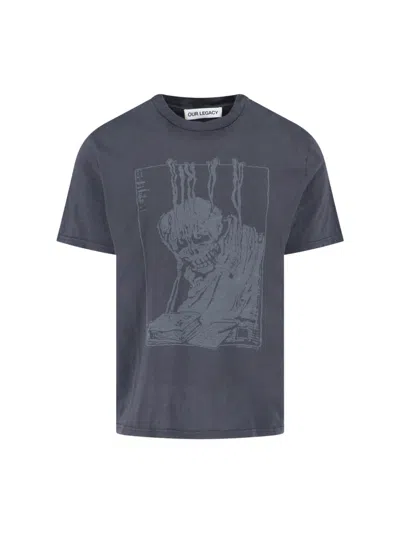 Our Legacy Men S Box T-shirt Angry Fan Mail Print In Gray