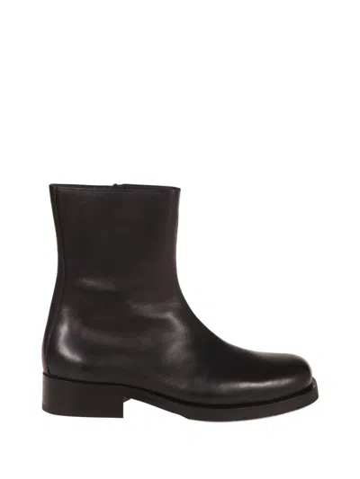 Our Legacy Ankle Boots With Smooth Leather Finish And Side Zipper In Black