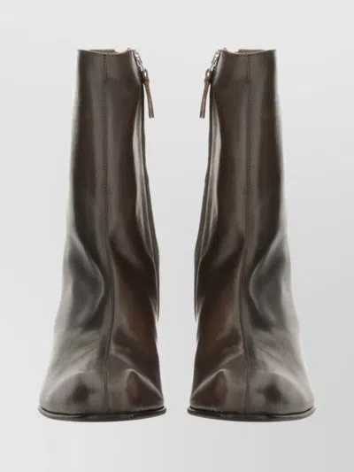 Our Legacy Ankle Boots With Square Toe And Block Heel In Brown