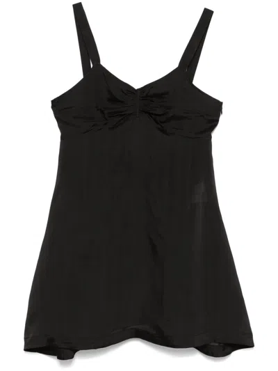 Our Legacy Apron Mini Dress In Noir Stripe Sheer Viscose Silk