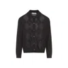 Our Legacy Argyle Grey Wool Evening Polo With Pointed Collar In Black