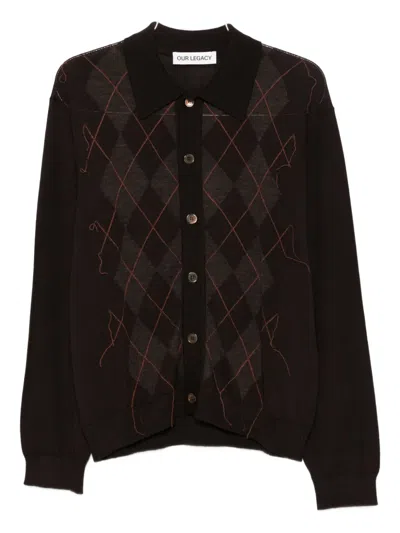 Our Legacy Argyle-knit Cardigan In Brown