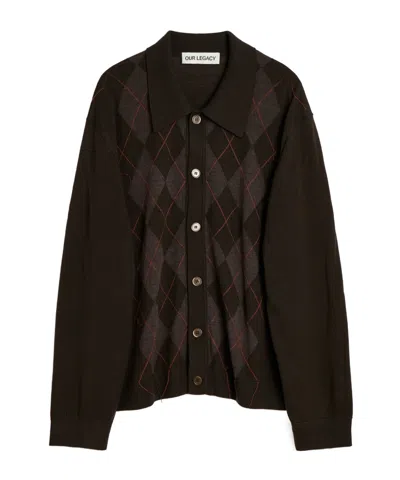OUR LEGACY OUR LEGACY TONAL ARGYLE PATTERN EVENING KNITTED POLO