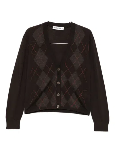 Our Legacy Cardigan Mit Argyle-muster In Brown