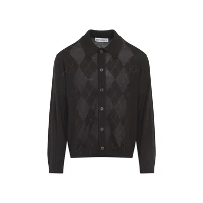 OUR LEGACY ARGYLE PATTERNED WOOL CARDIGAN WITH POINTED COLLAR