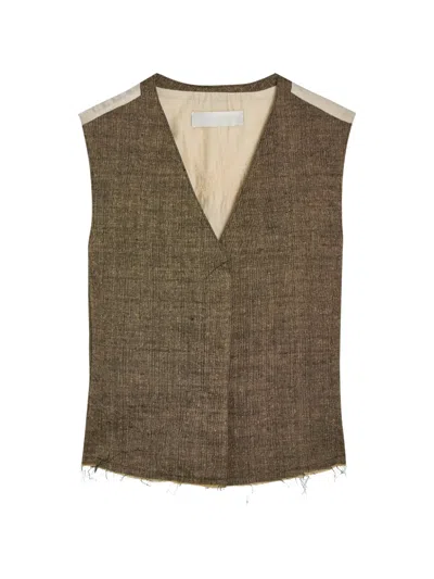 Our Legacy Base Linen And Silk-blend Waistcoat In Brown