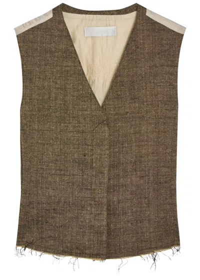 Our Legacy Base Linen And Silk-blend Waistcoat In Brown