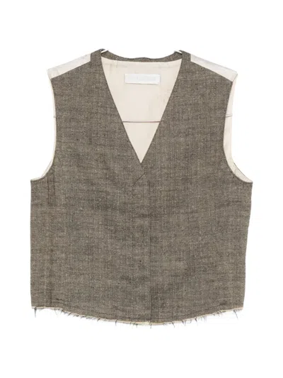Our Legacy Base Linen And Silk-blend Waistcoat In Brown