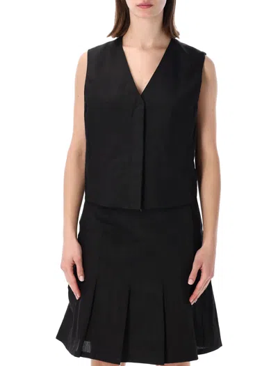 Our Legacy Waistcoat Vest Pleated Skirt V Neck In Black