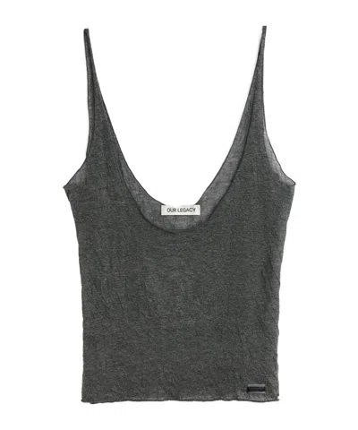 Our Legacy Bathe Tank Top In Anthracite Crinkle Gauze