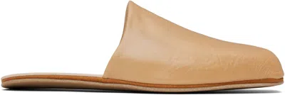 Our Legacy Beige Cigarr Slippers In Sand Satin Bovine