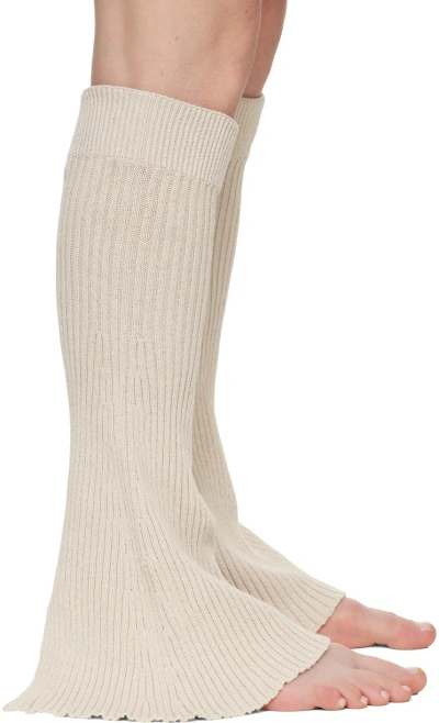Our Legacy Beige Knitted Gaiter Leg Warmers In Ghost Attic