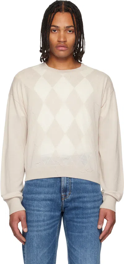 Our Legacy Sonar Distressed Argyle-jacquard Wool Sweater In Pink