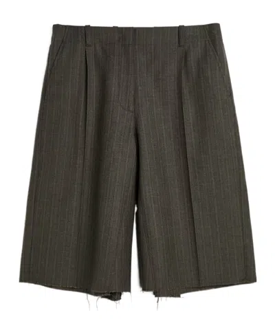 Our Legacy Jumbo Pinstriped Shorts In Green