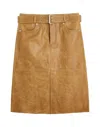 Our Legacy Belted Brown Leather Midi Skirt In Brown