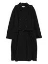 Our Legacy Belted Double-breasted Coat In Black