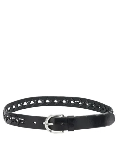 Our Legacy Adjustable Leather Braided Belt Refined Design In Black