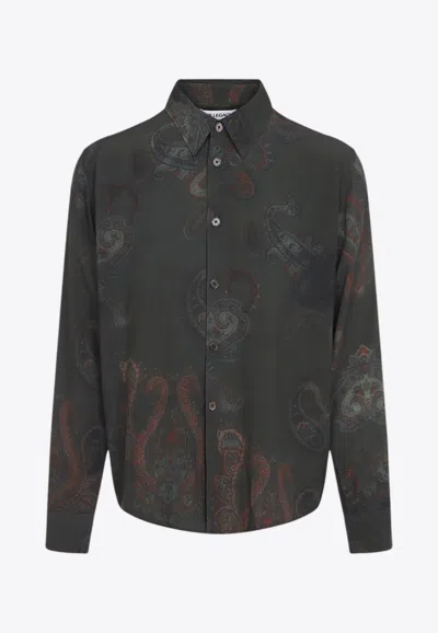 Our Legacy Casual Long Sleeve Shirt Paisley Pattern In Green