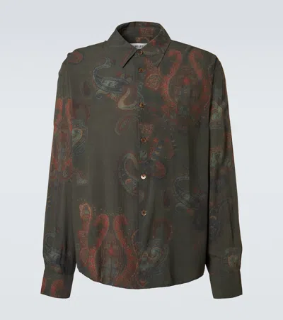 Our Legacy Casual Long Sleeve Shirt Paisley Pattern In Green