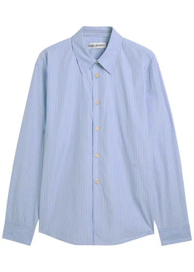 Our Legacy Beyond Pinstriped Cotton-poplin Shirt In Blue