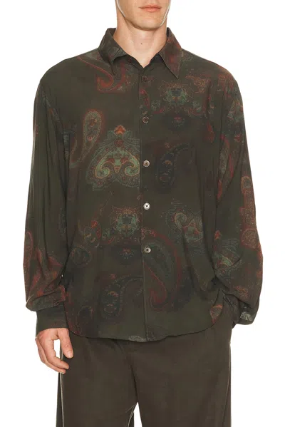 Our Legacy Casual Long Sleeve Shirt Paisley Pattern In Green