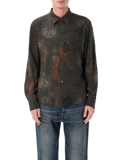 Our Legacy Casual Long Sleeve Shirt Paisley Pattern In Green