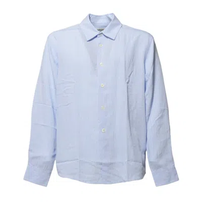 Our Legacy Beyond Shirt In Light Blue Viscose With Stripes