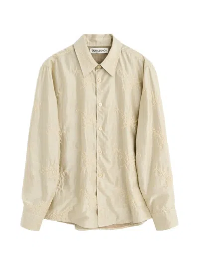 Our Legacy Beyond Embroidered Long Sleeve Shirt In Brown