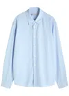 Our Legacy Shirt Beyond Stripes Curved Hem In Light Blue