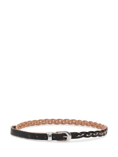 Our Legacy Bicolor Intrecciated Leather Belt In Black Leather