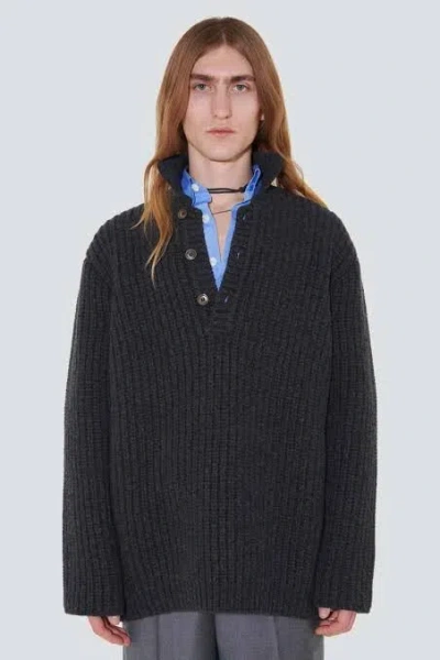 Pre-owned Our Legacy Big Piquet Chunky Wool Wolf Grey Size 52/xl In Gray