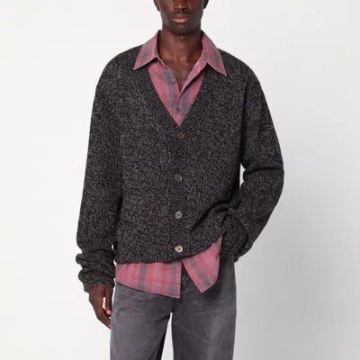 Our Legacy Brown Textured Wool Cardigan In Black