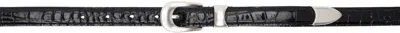 Our Legacy Black 2 Cm Croc Belt In Licorice Croc