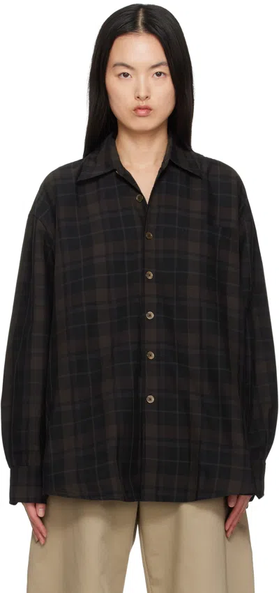 OUR LEGACY BLACK & BROWN BORROWED SHIRT