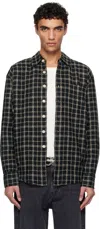 Our Legacy Black & Off-white Above Shirt In Black Fishnet Cloth