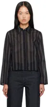 Our Legacy Shirt With Striped Pattern And Chest Pocket In Noir Stripe Sheer