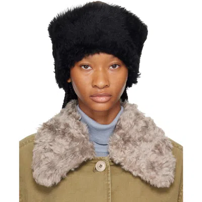 Our Legacy Black Blizzard Hat In Smoky Black Dry Shea