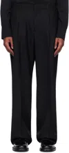 Our Legacy Borrowed Pleated Wool Straight-leg Trousers In Black Panama Wool