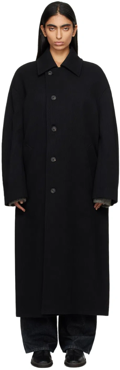 Our Legacy Black Collapse Car Coat In Black Jumbo Bedford