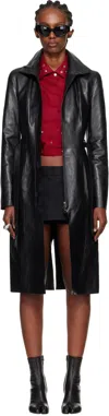 Our Legacy Black Concealed Leather Coat In Black