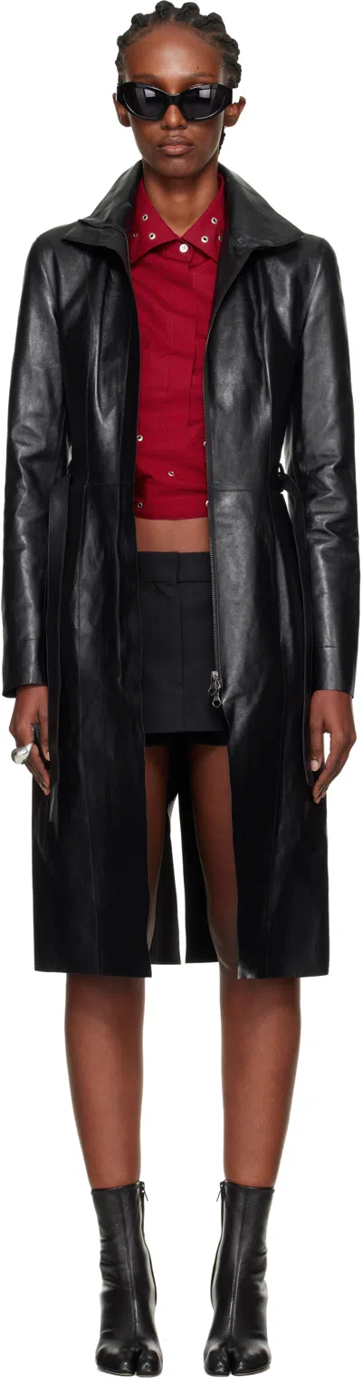 Our Legacy Black Concealed Leather Coat