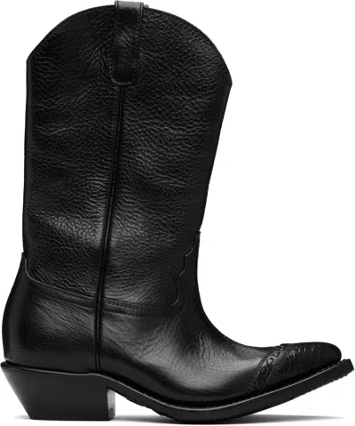 Our Legacy Leather Western Boots Pointed Toe Pull Tabs In Black