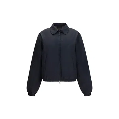 Our Legacy Black Cotton Full-length Jacket In Blue