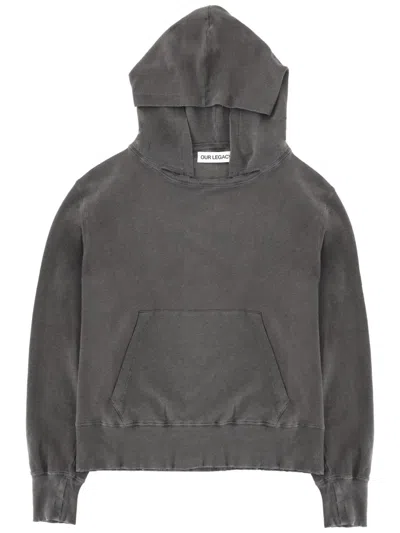 Our Legacy Neutrals Relic Faded Cotton-linen Hoodie In Green